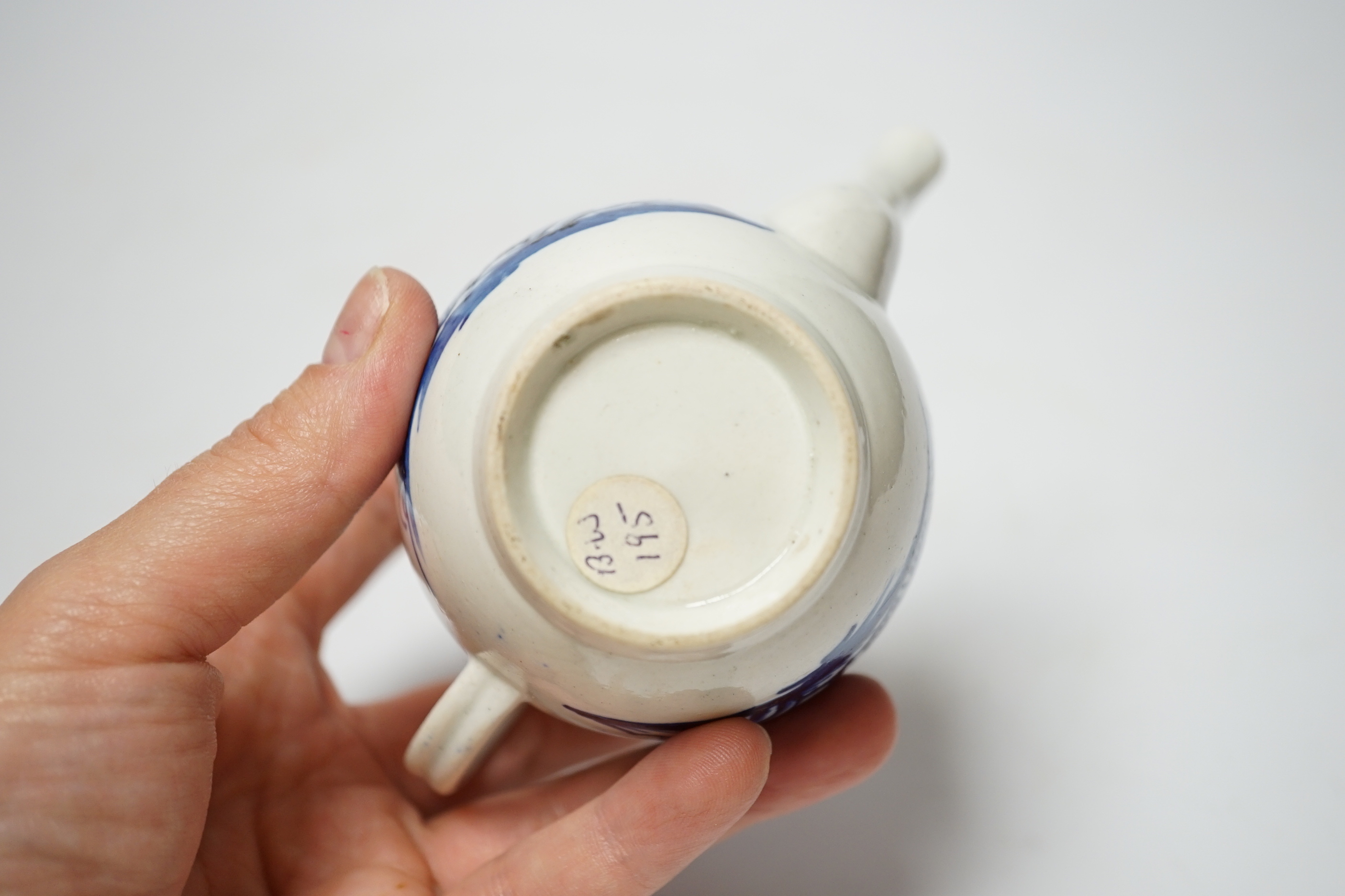 An 18th century John Pennington, Liverpool toy teapot, 10cm